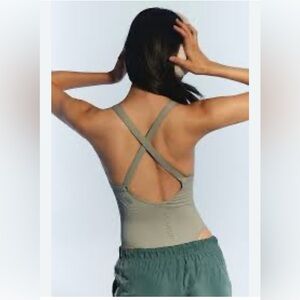 Women’s Free People Movement Good Karma Bodysuit In Smoked Sage. XS. NWOT
